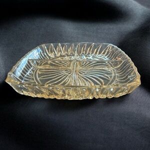 Vintage Cut Glass Relish Dish - 8.25" Square, 4 Compartments, 1970s Era
